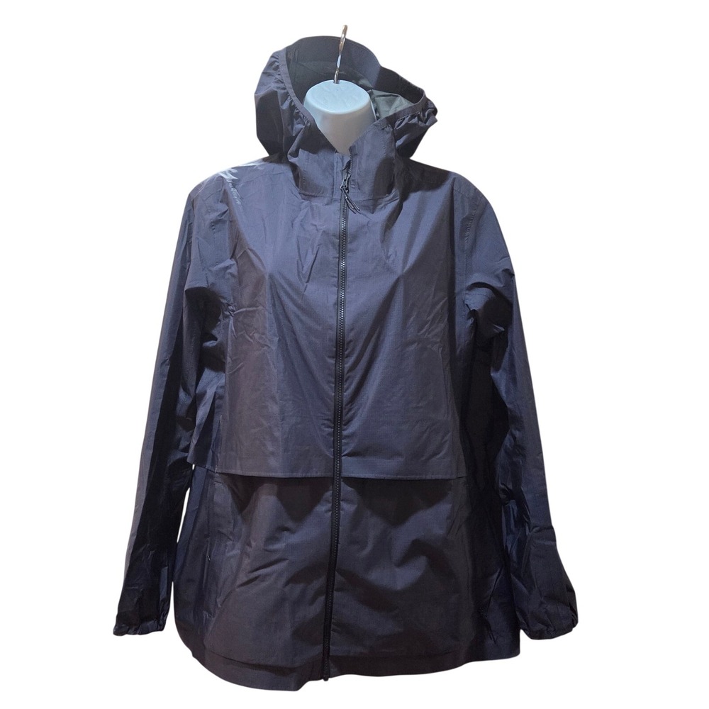 Janji Rainrunner Packable Running Jacket Navy Blue Waterproof Hooded Womens XL